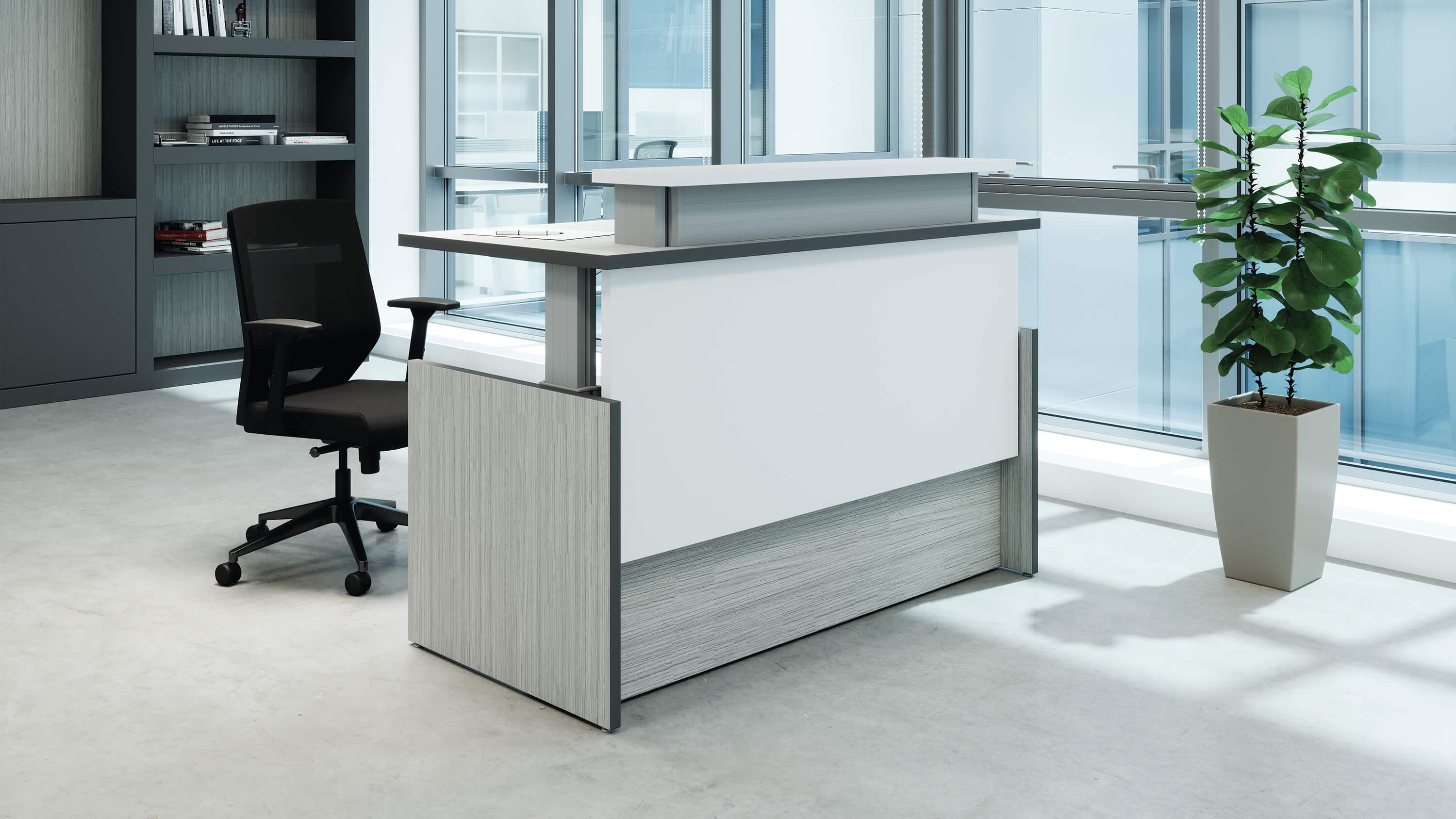 Sit stand store reception desk